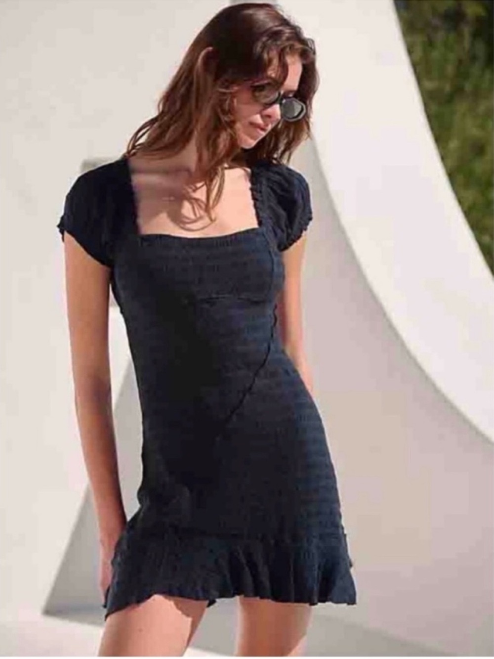 Free People Black Endless Summer Ellie Mini Dress Square Neck